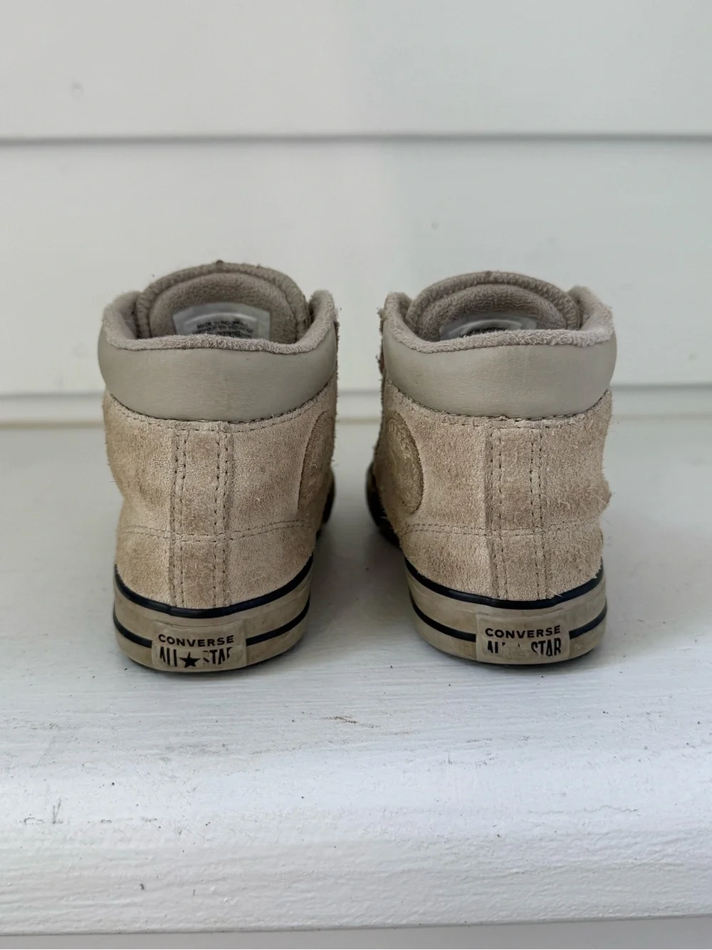 Kids Converse Suede High-Top Sneakers with Pink Straps